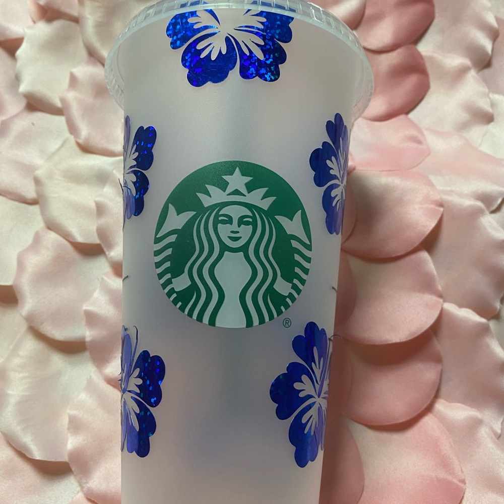 Starbucks Reusable Cold Cup Blue Flower